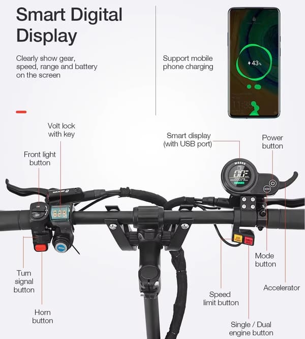 6000W-60V-38Ah 100km/h 135km räckvidd dubbelmotor vuxen elsparkcykel, elektrisk skoter, snabbfällbar design