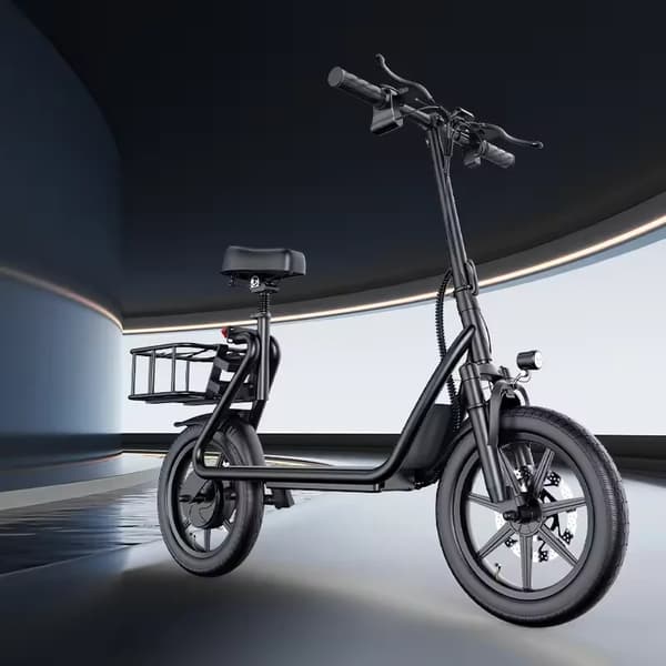 600W-48V-22.5Ah 25-45km/h elektrisk skoter med sits och bakkorg, elsparkcykel, elskoter, 45km räckvidd, 14 tum stora däck