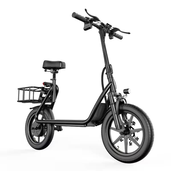 600W-48V-22.5Ah 25-45km/h elektrisk skoter med sits och bakkorg, elsparkcykel, elskoter, 45km räckvidd, 14 tum stora däck
