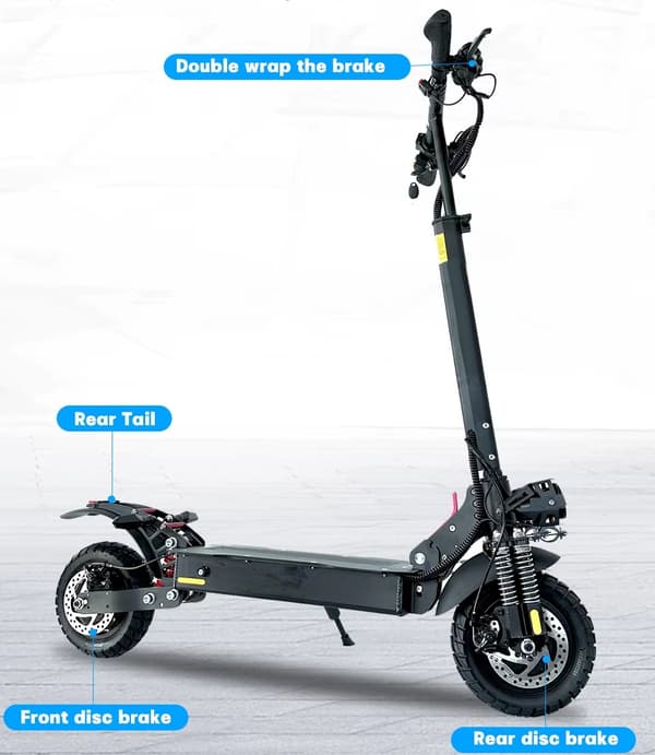 2400W-48V-21Ah elektrisk skoter med dubbla motorer, hopfällbar elsparkcykel, elskoter, 60-70km/h, 50-70km räckvidd, 10 tums däck