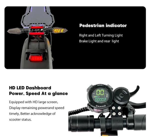 2400W-48V-21Ah elektrisk skoter med dubbla motorer, hopfällbar elsparkcykel, elskoter, 60-70km/h, 50-70km räckvidd, 10 tums däck