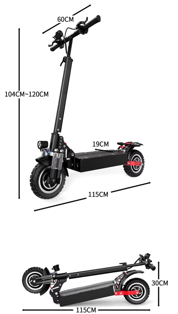 2400W-48V-21Ah elskoter med hög effekt, hopfällbar elektrisk skoter med dubbelmotor, 60 km/h elsparkcykel, 60 km räckvidd