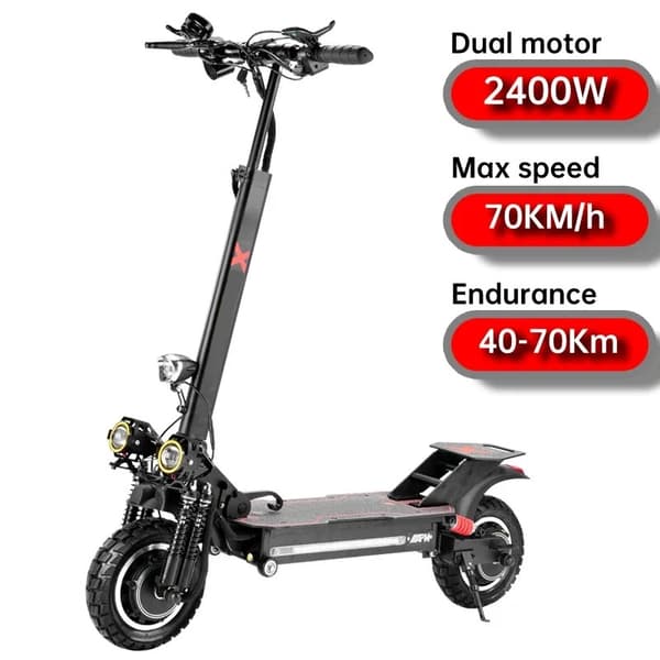 2400W-48V-21Ah 70km/h elektrisk skoter, hopfällbar elsparkcykel, vuxen elskoter, hydraulisk broms