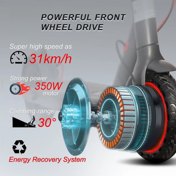350W 36V 10,5Ah 31km/h elektrisk skoter med APP-kontroll, elsparkcykel med avancerat bromssystem, elskoter, 3 sekunders fällning
