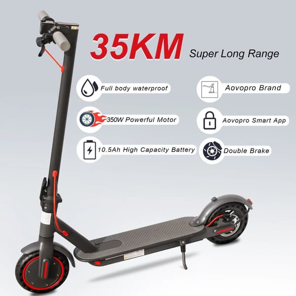 350W 36V 10,5Ah 31km/h elektrisk skoter med APP-kontroll, elsparkcykel med avancerat bromssystem, elskoter, 3 sekunders fällning