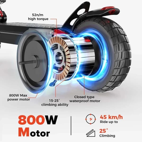 800W 48V 15Ah 45 km/h hopfällbar vuxen elsparkcykel med LCD display, elektrisk skoter, elskoter, 10 tum terrängdäck, 45km räckvidd