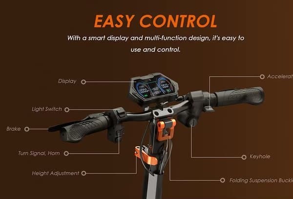 600W 48V 15Ah hopfällbar elsparkcykel med smart display, 45km/h 55km räckvidd elektrisk skoter, elskoter, 9" däck, hög säkerhet