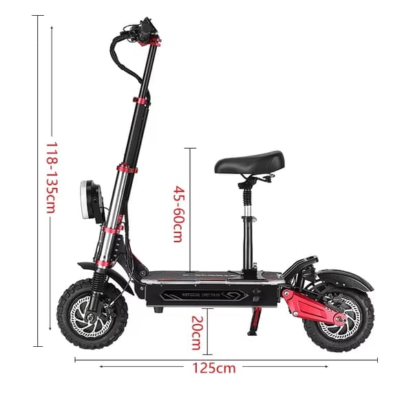 60V 6000W 38Ah elektrisk skoter för vuxna, 85km/h off-road elsparkcykel med dubbeldriven motor, elskoter, 11 tums däck