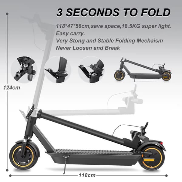 500W 42V 14,5Ah 35km/h 45km räckvidd hopfällbar elektrisk skoter, elsparkcykel med APP trådlös kontroll, elskoter med 10" däck