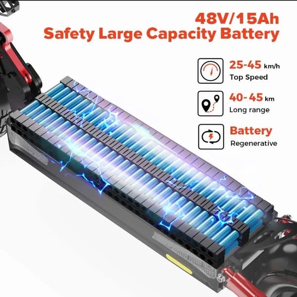 800W 48V 15Ah 45km/h offroad elektrisk skoter, elsparkcykel, elskoter med högpresterande 4 fjädring, dubbla bromssystem