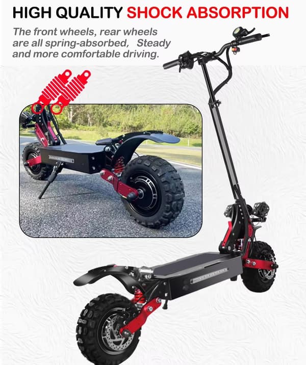 5600W 60V 38Ah 85km/h 100 km räckvidd elskoter med dubbla motorer, hopfällbar elsparkcykel med 11" däck, elskoter