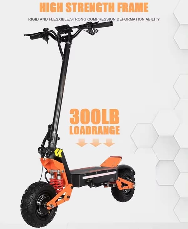 6000W 60V 40Ah elektrisk skoter med dubbla motorer, hopfällbar elskoter med 11" däck, 85km/h 80km körsträcka elsparkcykel