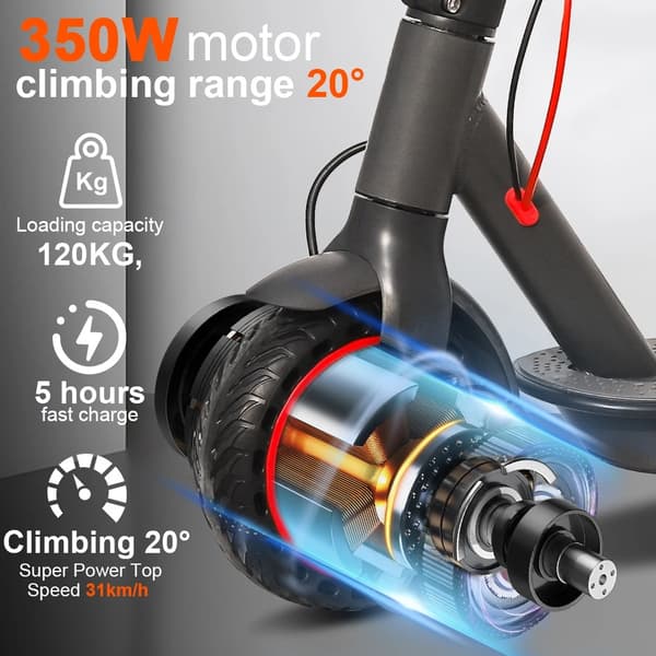 350W 36V 10.4Ah vuxen elektrisk skoter med APP, hopfällbar elsparkcykel, elskoter med dubbla bromssystem, bekväm och säker