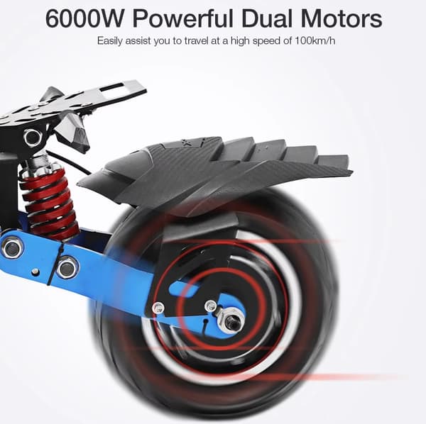 6000W-60V-38.4Ah snabb elektrisk skoter med dubbla motorer, 95km/h elsparkcykel med hydraulisk broms, elskoter för vuxna