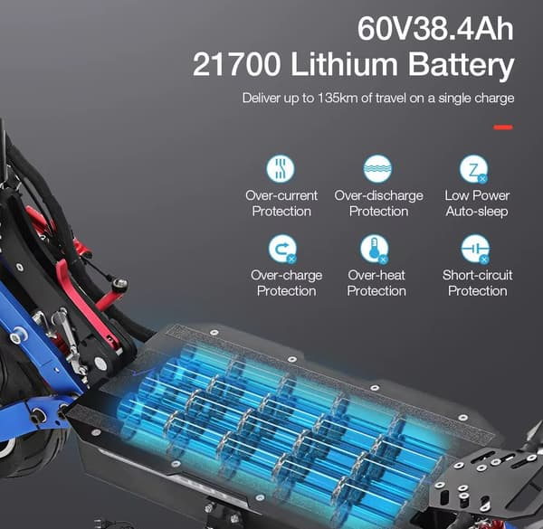 6000W-60V-38.4Ah snabb elektrisk skoter med dubbla motorer, 95km/h elsparkcykel med hydraulisk broms, elskoter för vuxna