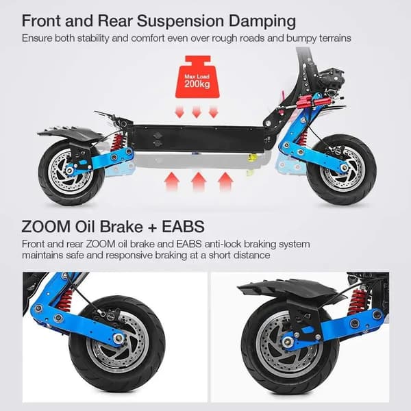 6000W-60V-38.4Ah snabb elektrisk skoter med dubbla motorer, 95km/h elsparkcykel med hydraulisk broms, elskoter för vuxna