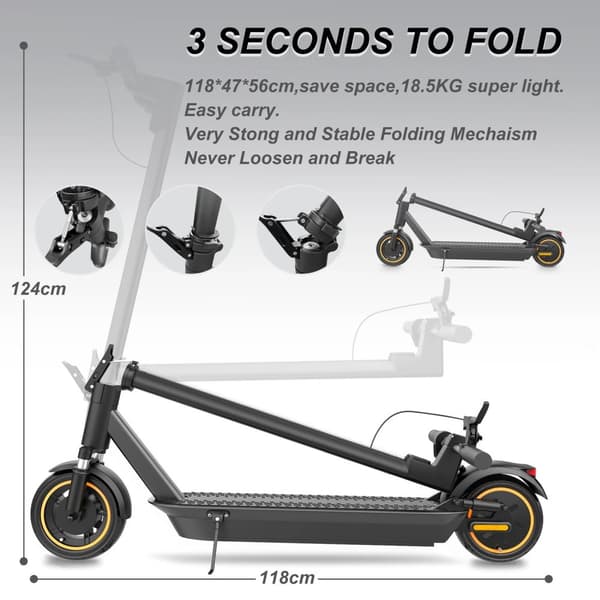 1000W 42V 14.5Ah 35KM/H hopfällbar elskoter, elektrisk skoter med 10" däck, elsparkcykel, hög prestanda och säkerhet