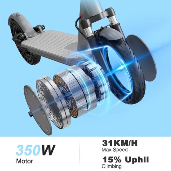 600W 36V 10,5Ah 31km/h vuxen elektrisk skoter med 8,5" däck, elsparkcykel med dubbla bromssystem, elskoter med APP-kontroll