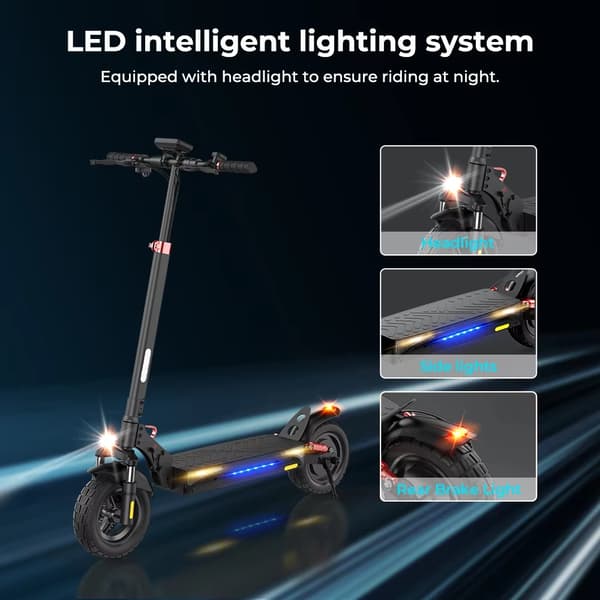 800W 48V 10Ah elektrisk skoter för vuxna, 40km/h 40km räckvidd elskoter med 10" terrängdäck, elsparkcykel med dubbla bromsar