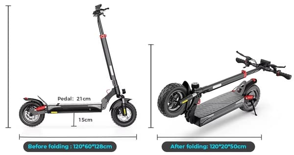 800W 48V 10Ah elektrisk skoter för vuxna, 40km/h 40km räckvidd elskoter med 10" terrängdäck, elsparkcykel med dubbla bromsar