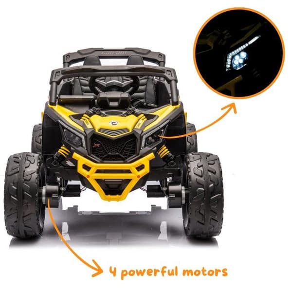 Elutryckelbilar 12V - Can-Am Maverick R - 4x4 - 1 till 6 år - Gul