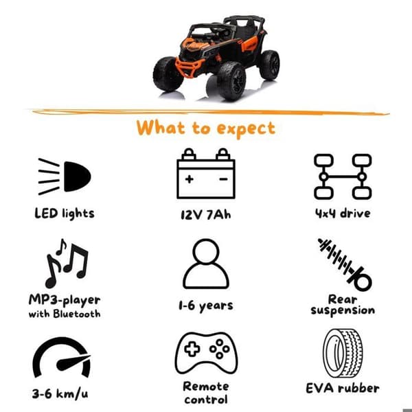 Elbilsbuggy 12V - Can-Am Maverick R - 4x4 - 1 till 6 år - Orange