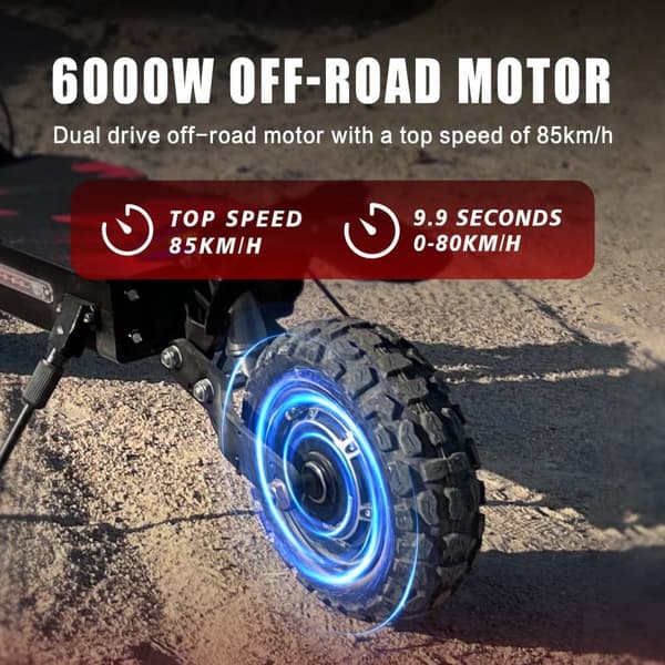 BOYUEDA - BOYUEDA S3 38Ah 6000W elektrisk skoter med 60V dubbelmotor 11 tums oljebroms 100 km räckvidd