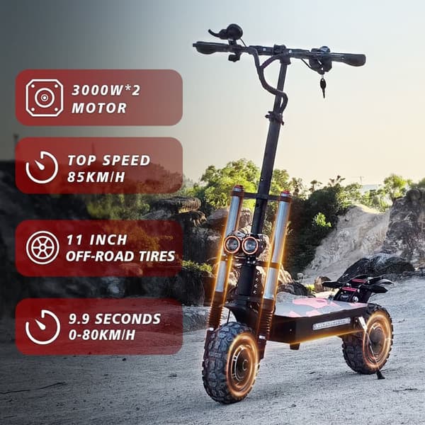 BOYUEDA - BOYUEDA S3 38Ah 6000W elektrisk skoter med 60V dubbelmotor 11 tums oljebroms 100 km räckvidd
