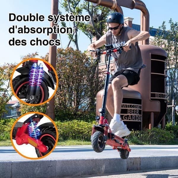 Fällbar El-scooter för vuxna - RCB TECH RE24 - 10" solida däck - 800W - Kraftfullt batteri 48V, 15.6Ah - APP