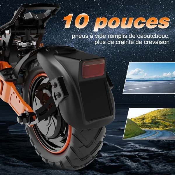 10'' elektrisk skoter för vuxna - RCB D7PRO - Räckvidd på 90-110 km - 800 W - 48V 27AH Batteri - Dubbel skivbroms - APP