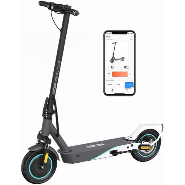 RCB R19 10" hopfällbar elektrisk skoter för vuxna med APP, 400W motor, 3 hastighetsläge, max räckvidd 35KM, 36V 10,4 Ah batteri