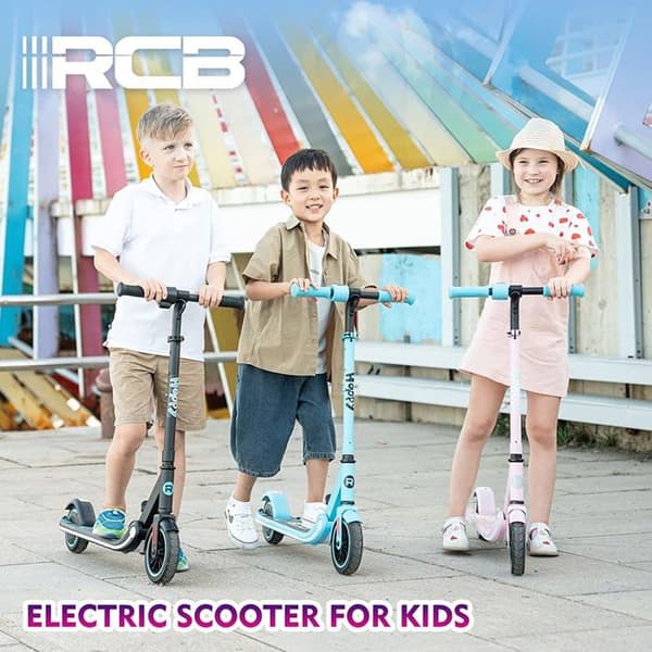 RCB hopfällbar elektrisk skoter barn 6-12 år LED-skärm Färgglada neonljus Justerbar hastighet och höjd, supergåva blå