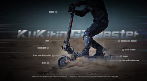 KuKirin G2 Master 10-tommer off-road pneumatisk dæk, 1000W*2 dobbeltdrevsmotor, 52V20.8Ah batteri Maks. hastighed 60 km/t
