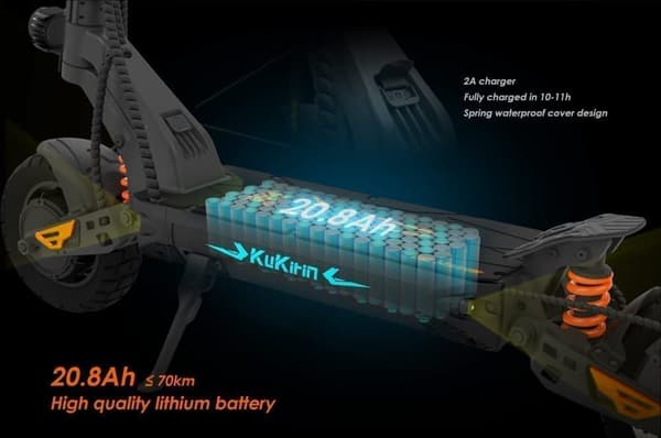 KuKirin G2 Master 10-tommer off-road pneumatisk dæk, 1000W*2 dobbeltdrevsmotor, 52V20.8Ah batteri Maks. hastighed 60 km/t