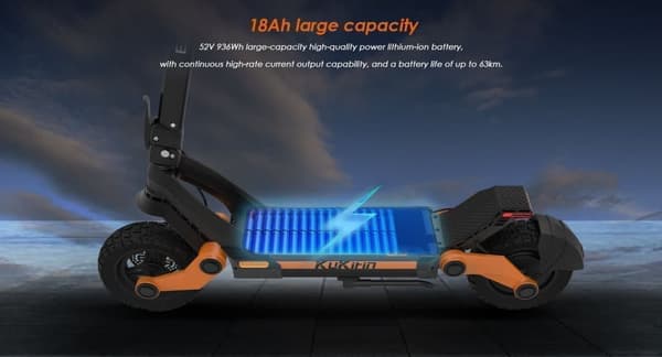 Sähköskootteri Kukirin G3 tehokas 1200W moottori jopa 50KM / h 10.5" maastorengas 52V / 18Ah suuren kapasiteetin taitettava skootteri