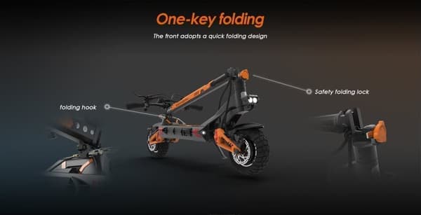 KuKirin G3PRO sähköskootteri 2 * 1200W tehokas kaksoismoottori jopa 65km / h, 10.5" maastorengas 52V / 23Ah taitettava eScooter