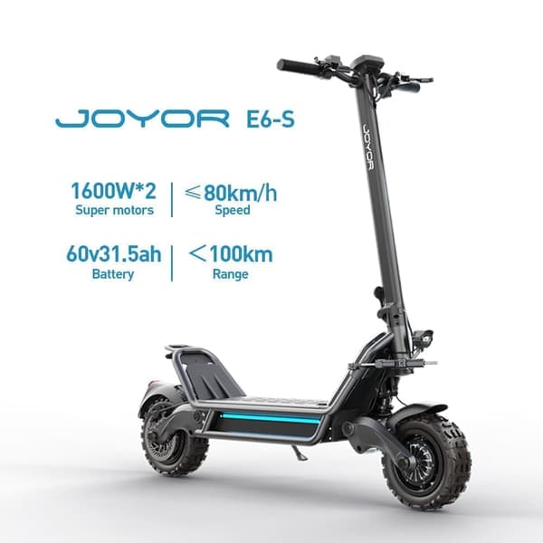 Joyor E6-S elektrisk scooter - Højtydende 1600Wx2 motorer, 60V batteri til 70km+ rækkevidde