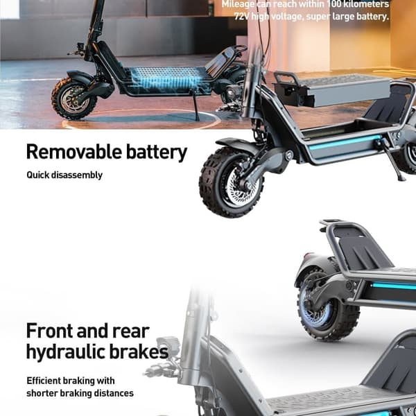 Joyor E8-S elektrisk scooter - 1600Wx2 motorer, 72V batteri til 80km+ rækkevidde og 80km/t hastighed