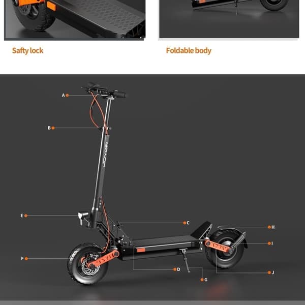 JOYOR S5 sähköskootteri aikuisille, 500W moottori, 45-50km kantama, etu- ja takalevyjarrut, 10" ilmarenkaat, taitettava työmatkaskootteri