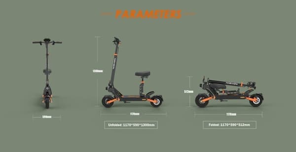 KUKIRIN G2 Pro 8,5-tommer terrængående scooter med sæde - 600W motor, 48V15.6Ah batteri, justerbar højde