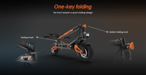 KuKirin G3 Pro kaksimoottorinen sähköskootteri: 2400W teho, 65km/h, 80km kantama, 10" maastorenkaat ja nopeasti irrotettava akku