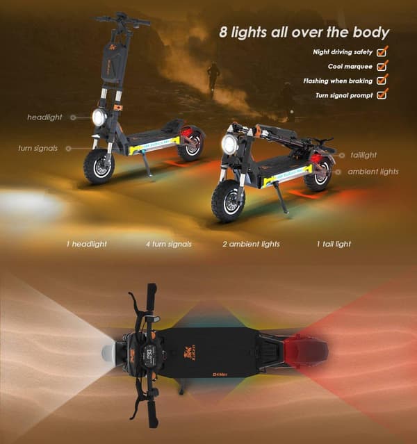 KuKirin G4 Max kaksimoottorinen sähköskootteri: 3200W teho, 86km/h, 95km kantama, 12" leveät maastorenkaat ja irrotettava akku
