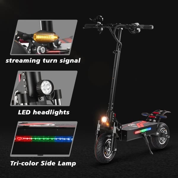 BOYUEDA Q7Pro elektrisk skoter – 70 km/h dubbel 1 600 W motor, 70 km räckvidd, 10" terrängdäck, hydrauliska bromsar för urban/terräng
