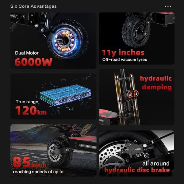 BOYUEDA S3-11 Off-Road Beast E-Scooter – 85 km/t hastighed, 120 km rækkevidde, dobbelte 3.000 W motorer og 11" dæk til ekstremt terræn