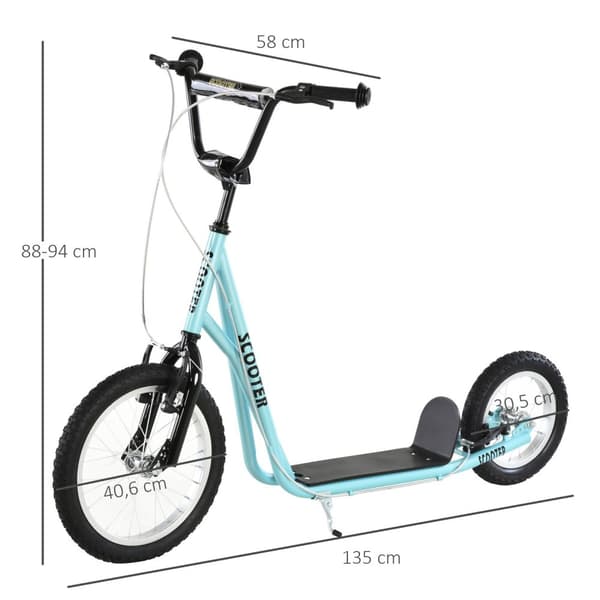 Rootz Trottinette -skootteri - Kick -skootteri - iso pyöräkootteri - Säädettävät ohjaustangot - Safe Ride - 135cm x 58cm x 88-94cm