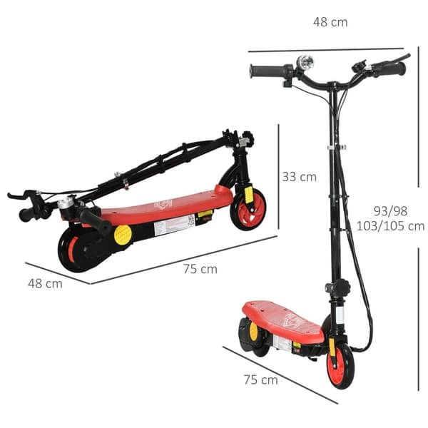 Rootz Foldbar elektrisk spark Scooter til børn - Kickboard - Motoriseret scooter - Sikker metalramme - 75L X 48W X 93/98/103/105H cm