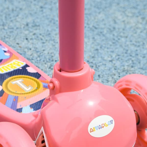 Rootz Children’s Kick Scooter - Kids Scooter - Toddler Scooter - LED -hjul - Højdejusterbar - 52 cm x 29 cm x 76 cm - Pink