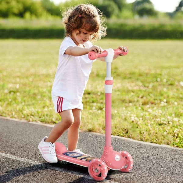 Rootz Children’s Kick Scooter - Kids Scooter - Toddler Scooter - LED -hjul - Højdejusterbar - 52 cm x 29 cm x 76 cm - Pink
