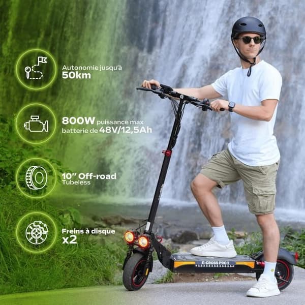 Terräng el-scooter - URBANGLIDE - ECROSS PRO 2 - 10" - 48V - 800 W - 13Ah - Räckvidd 50KM