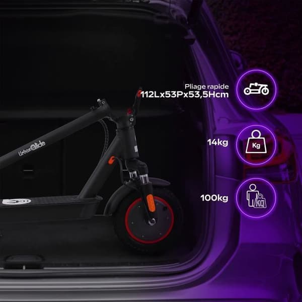 Fällbar el-scooter - URBANGLIDE - 100 MAX - 350W - 10" hjul - Vuxen - Svart